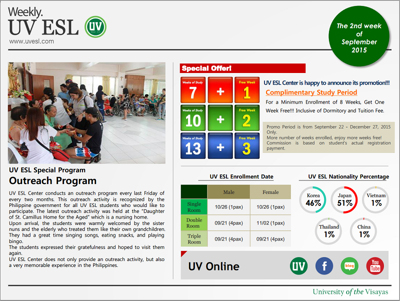 Bản tin tuần 2 Tháng 9/2015 - Trường Anh ngữ UV ESL