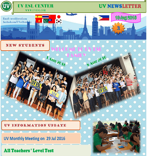 Bản tin trường UV ESL tháng 8