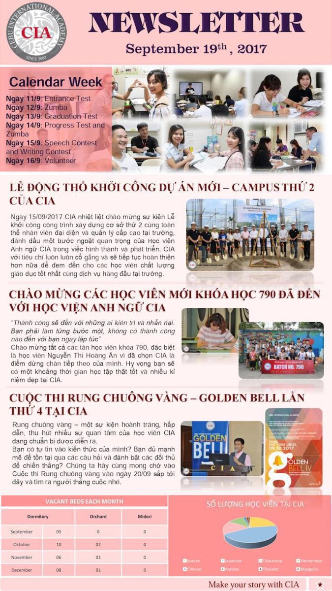Bản tin CIA tuần 3 tháng 9 năm 2017