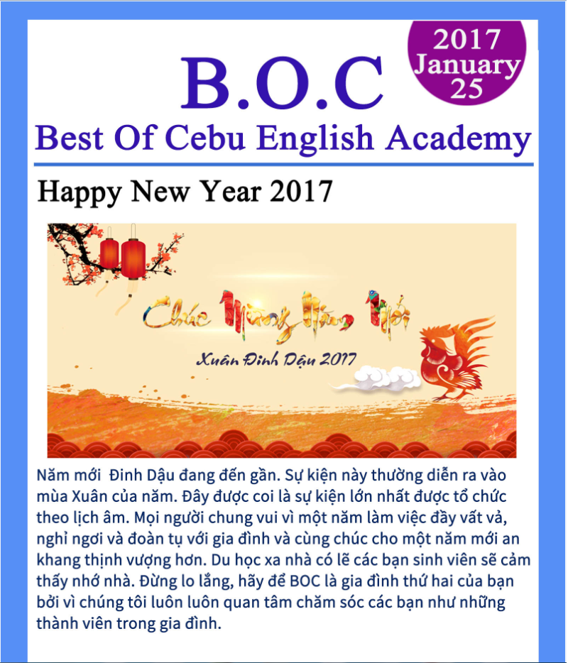 Bản tin BOC tuần 4 tháng 1/2017