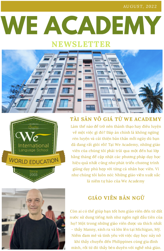 Bản tin trường Anh ngữ WE Academy tháng 8 năm 2022